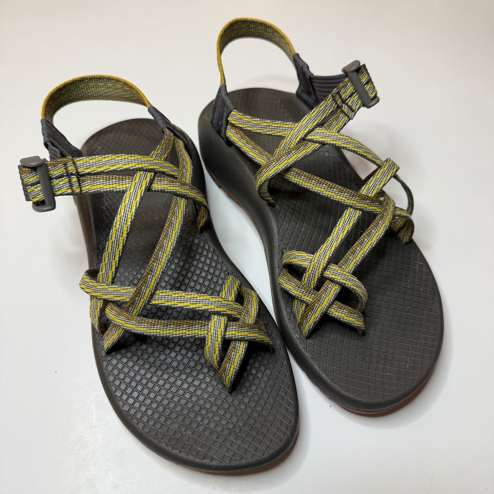 Chaco Z Cloud 2 Womens Sandals Size 8 Olive Green Yellow Double Strap Toe Loop